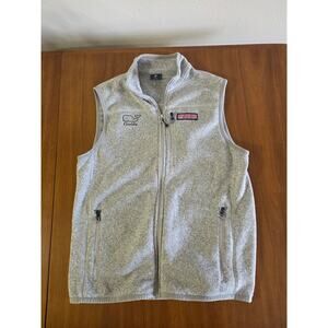 Vineyard Vines Women’s Gray Fleece Vest Size M Full Zip Sleeveless Preppy